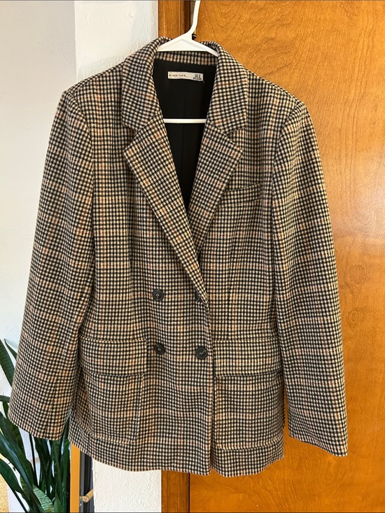 Black Tape_ Jackets & Blazers - Black Tape_ Oversized Houndstooth Double-Breasted Blazer, Medium